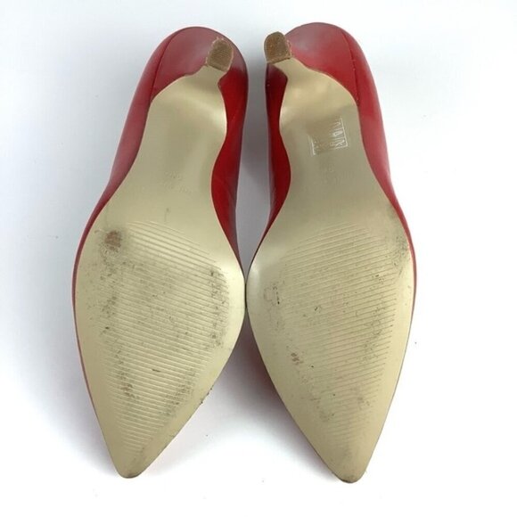 NINE WEST LEATHER RED HIGH HEEL PUMPS SHOES - Picture 11 of 11